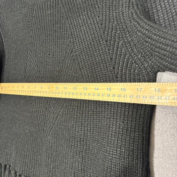 Moon River Black Long Fringe Sweater M Knit Boho Cozy Indie Rocker Statement - Picture 4 of 6